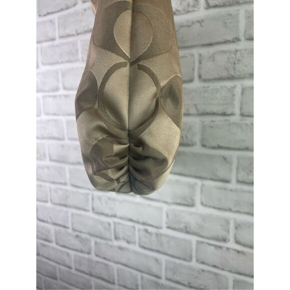 Coach Signature Stripe Hobo Bag F20064 Khaki/Blue Patent Leather Trim - Picture 8 of 16